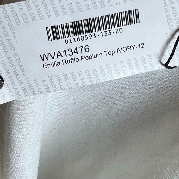 Boohoo Emilia ruffle one sleeve vneck peplum top in ivory white size 8 NWT - Picture 5 of 7